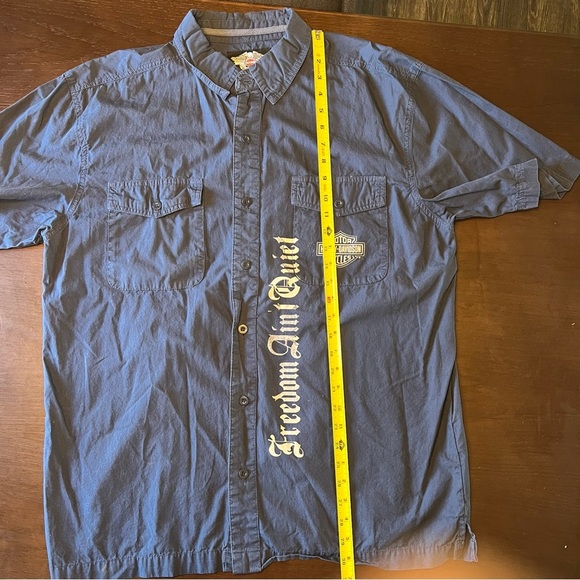 Harley Davidson men 100% cotton Freedom Ain’t Quiet button up short sleeve. Sz L - Picture 3 of 10